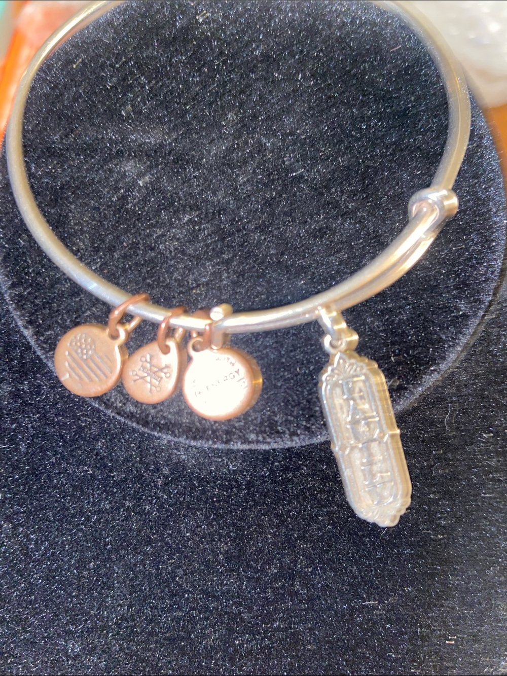 Alex and Ani Family Mixed Silver /Rose Gold Charm Bangle